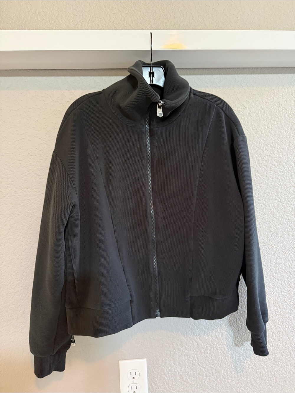 Varley Modello Washed Black Full-Zip Bomber Jacket Sz S